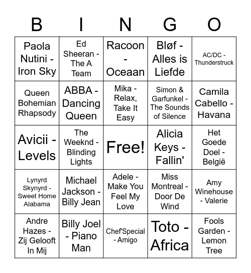 Muziekbingo! Bingo Card