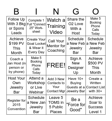 January "BLINGO" Bingo Card