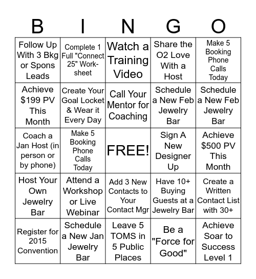 January "BLINGO" Bingo Card