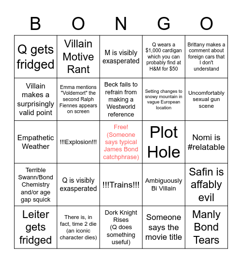 No Time 2 Bongo Bingo Card