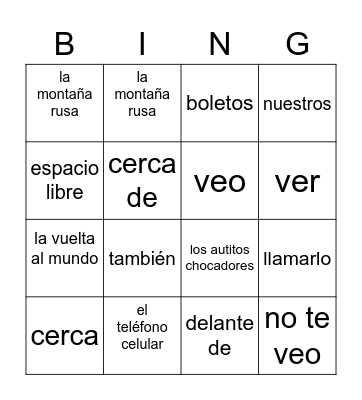 7.2 T 1 Bingo Card