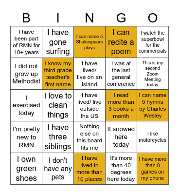 The RMN Bored Board Board Bingo Card