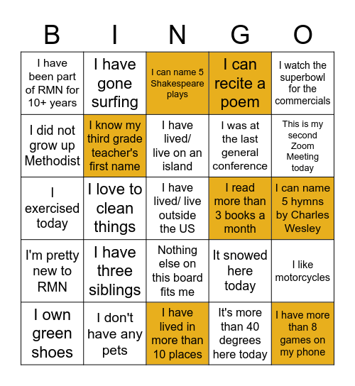 The RMN Bored Board Board Bingo Card