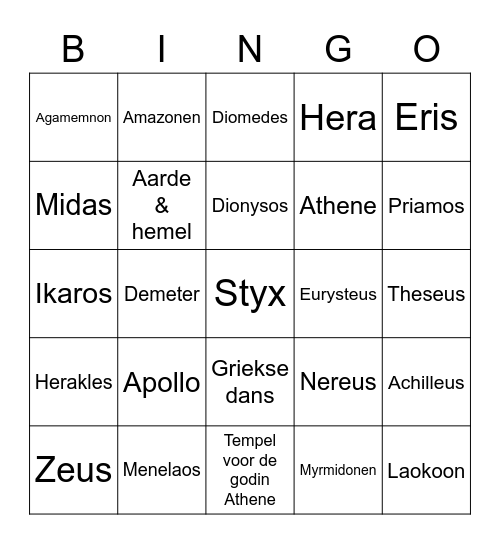 Oude Grieken Bingo! Bingo Card