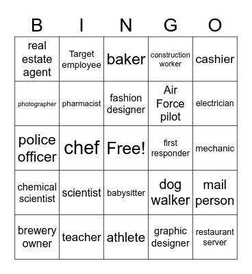 Goods and Services Bingo Card