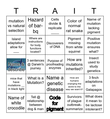Genetic Mutations BINGO Card