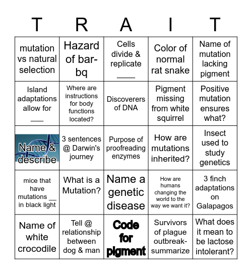 Genetic Mutations BINGO Card