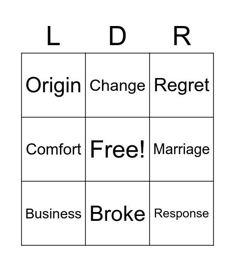 LDR3215 Bingo Card