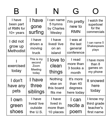 The RMN Bored Board Board Bingo Card