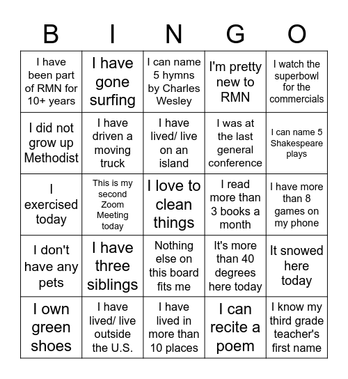 The RMN Bored Board Board Bingo Card