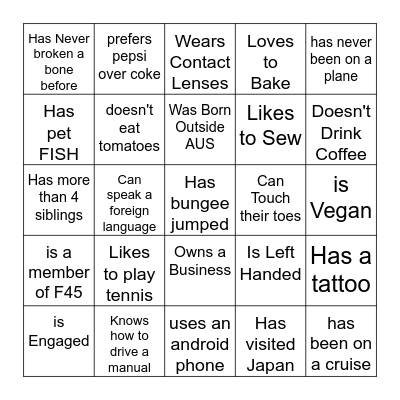 iSEE College People Bingo! Bingo Card