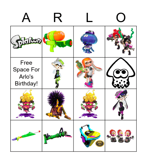 Splatoon Bingo Card