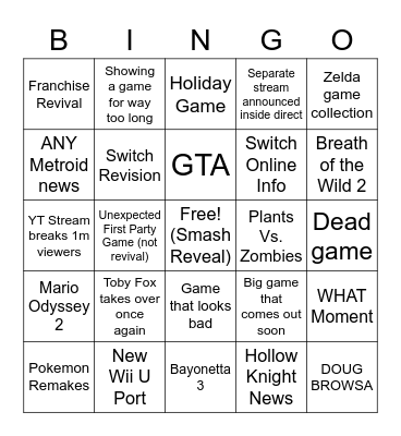 Direct 2/17/2021 Bingo Card