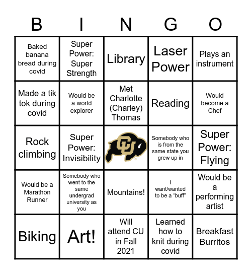 CU GEARRS 2021 Bingo Card