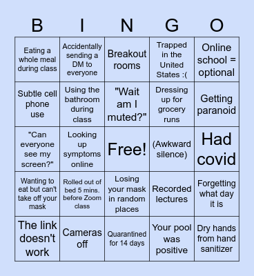 Not in the middle of a Panorama: College Edition Bingo Card