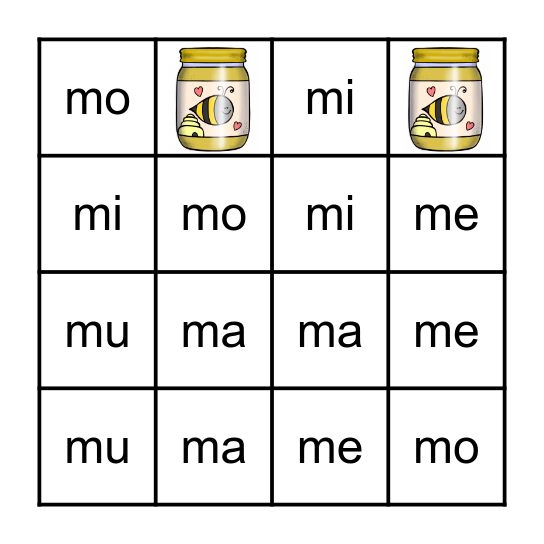 Sílabas de M Bingo Card