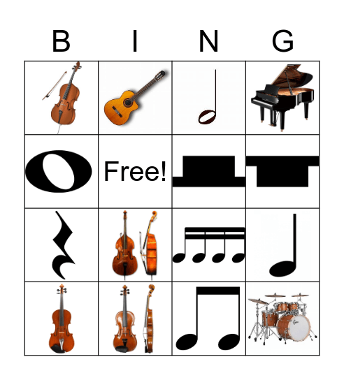 Instrument Bingo Card