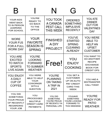 Credit Ops Bingo Card