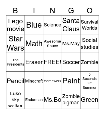 Fun Bingo Game Bingo Card