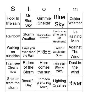 Weather  The Bingo Card