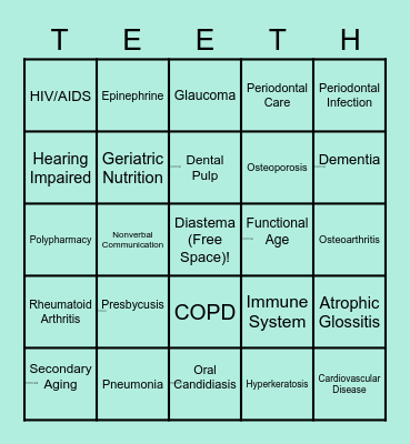 Respect Your Elders: Bingo Edition Bingo Card