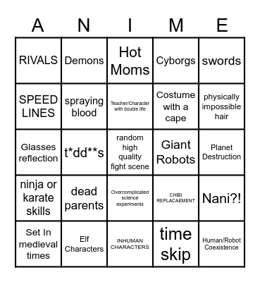 Should I watch This Anime Bingo Card