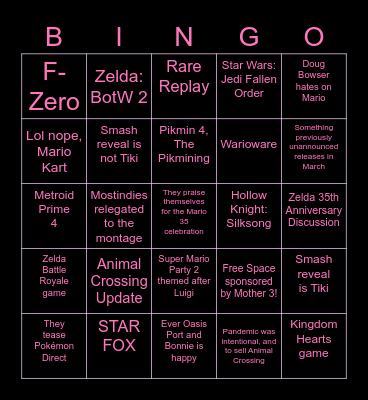 TotesTendoDirect Bingo Card