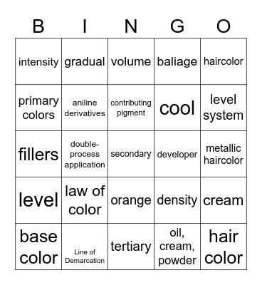 Chapter 21 Haircoloring Bingo Card