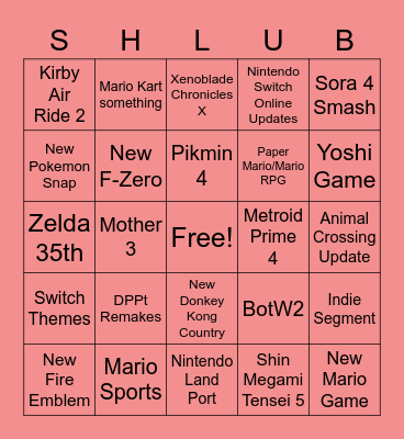 2-17 Nintendo Direct Bingo Card