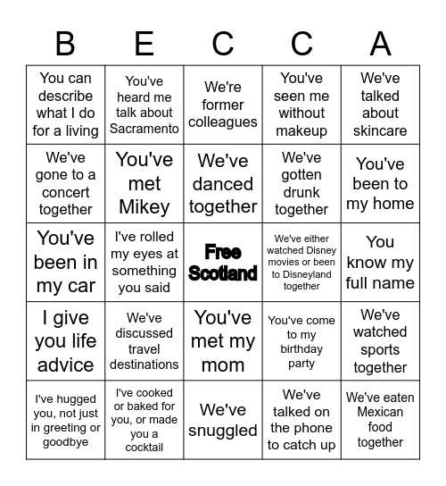 Are you a real homie or nah? Bingo Card