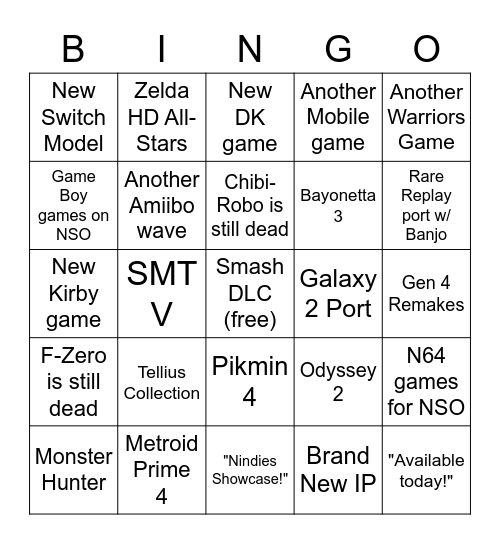 Direct 2021 Bingo Card