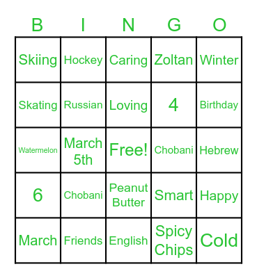 Charlie's Birthday Bingo Card