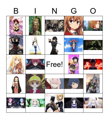 anime bingo Card