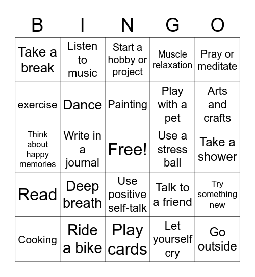 Coping Bingo Card