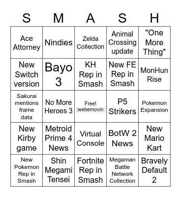 Smash Direct 2/17 Bingo Card