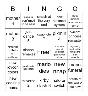 nitnnedo Bingo Card