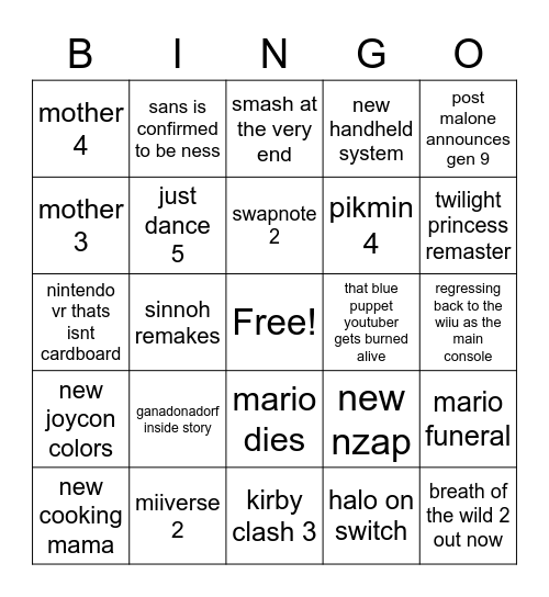nitnnedo Bingo Card