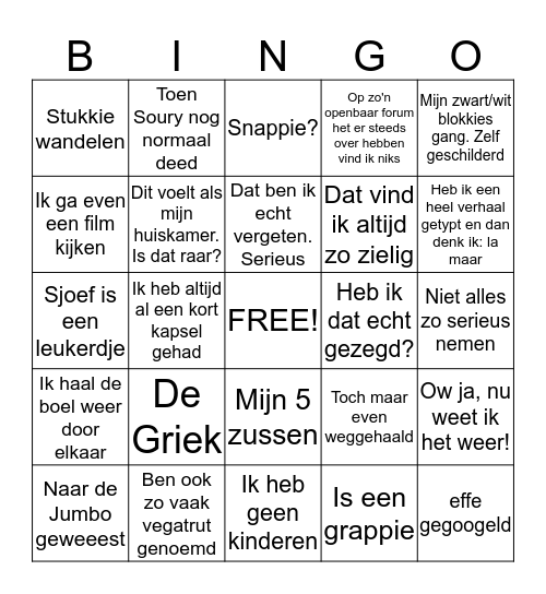 FANN Bingo Card