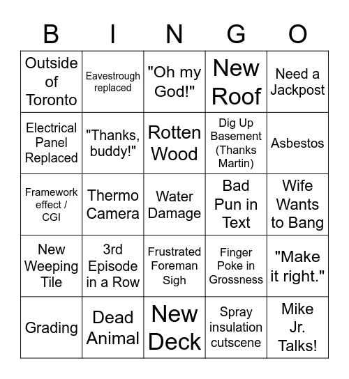 HOLMES Bingo Card