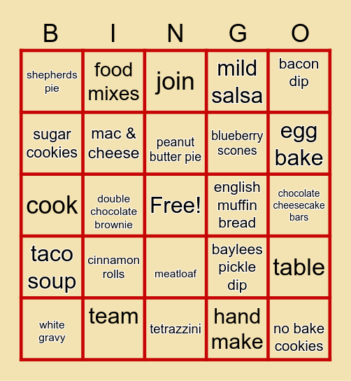 Grandma's Pantry Bingo Card