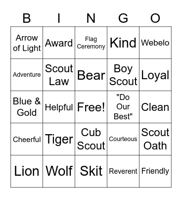 Blue & Gold Bingo Card