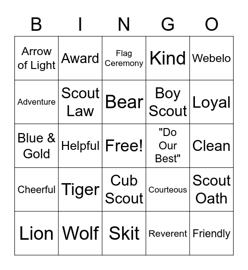 Blue & Gold Bingo Card