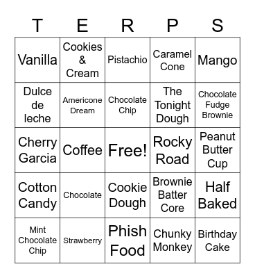 Ice Cream Flavors Bingo Card