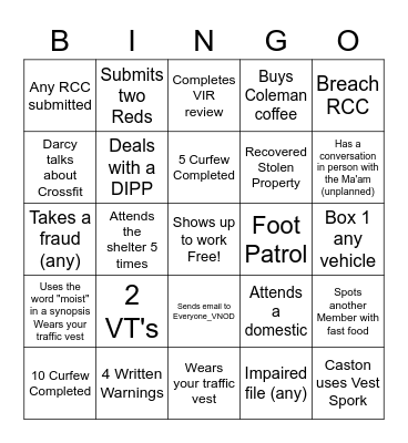 C Watch - 1 Block Bingo Card