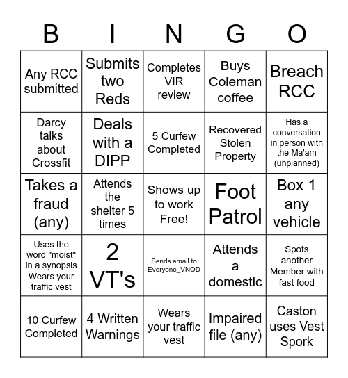 C Watch - 1 Block Bingo Card