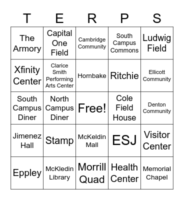 Spots on Campus Bingo Card