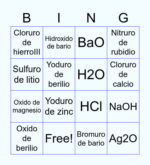 Química 9o Bingo Card