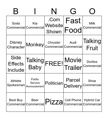 Super Bowl Bingo Card