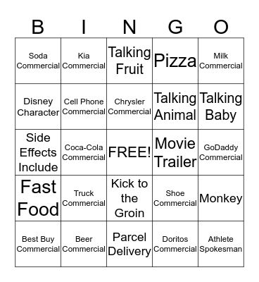 Super Bowl Bingo Card