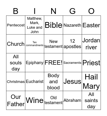 Religious Bingo Card